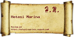 Hetesi Marina névjegykártya